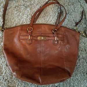 Authentic Brown Leather Coach Crossbody Bag